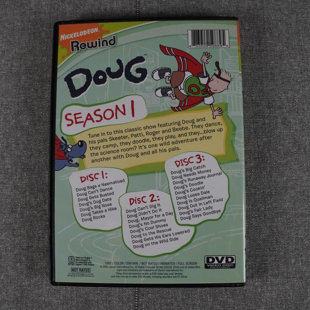 Doug Season 1 DVD 3-Disc Set 2008 90s Nickelodeon Nicktoons Animated Series - Picture 4 of 6